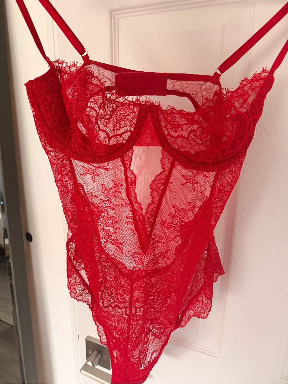 Victoria’s Secret Red Lace Teddy 34B - Picture 6 of 7